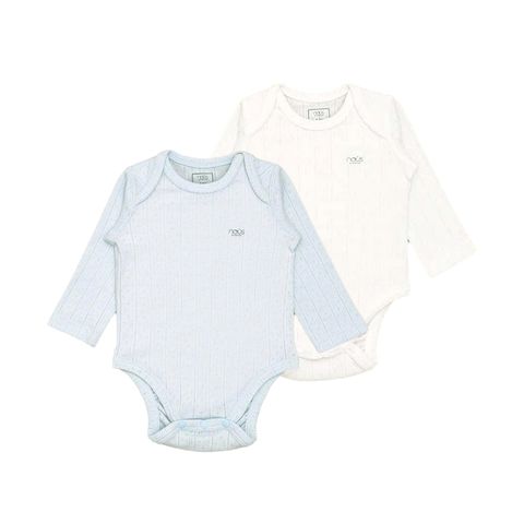 Set 2 Bodysuit Nous dài tay xanh trắng