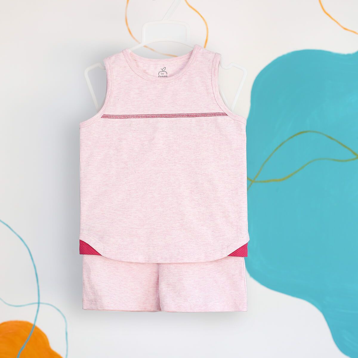 Bộ La Pomme ss134 ba lỗ phối màu hồng pastel