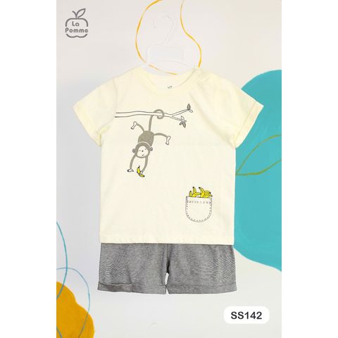 Bộ La Pomme ss142 cộc Monkey vàng ghi