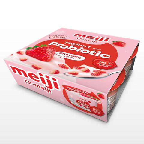 Sữa chua Meiji dâu tây 90g lốc 4 hộp