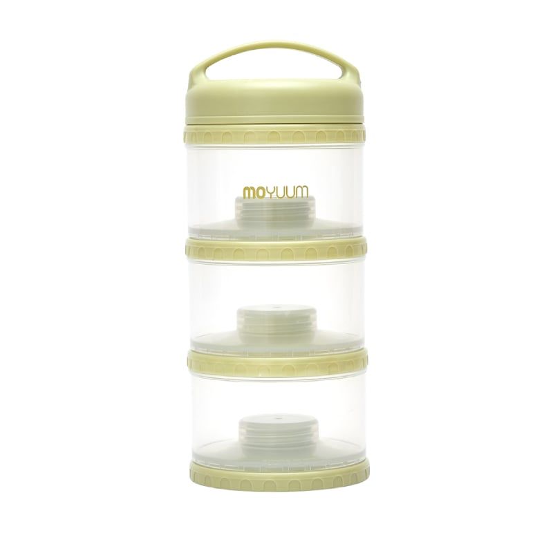 Hộp chia sữa bột cao cấp Moyuum Premium Milk Powder Dispenser 3 ngăn màu xanh lá