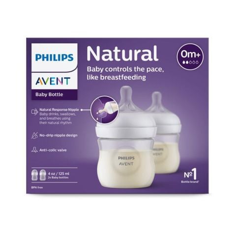 Set 2 Bình sữa Philips Avent Natural Baby Bottle màu trắng 125ml