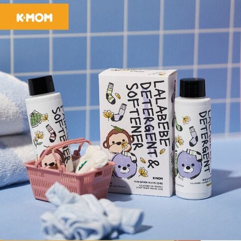 Bộ nước giặt và xả du lịch thuần chay Lalabebe K-mom Hàn Quốc hương mộc lan chai 90ml