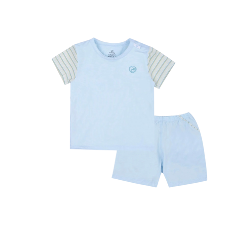 Bộ cài vai ngắn tay Bu Baby Bambus Zebra Blue