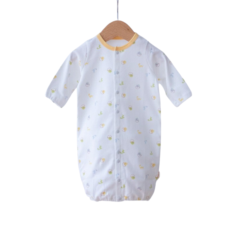 Váy Pupo mặc 2 kiểu họa tiết trắng cổ vàng cho bé size 50-60 cm