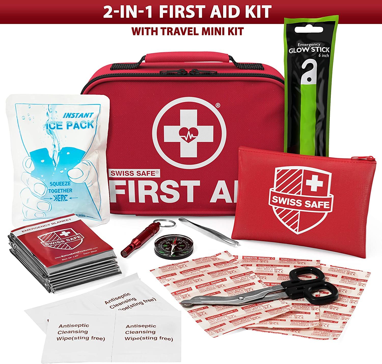 Bộ sơ cứu đa năng Swiss Safe 2-in-1 First Aid Kit (120 Piece) + Bonus –  Tila's House