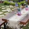 Khăn trải bàn Equilhome (40cmx300cm) khăn runner, chất liệu linen phối ren màu be sang trọng, trang nhã, thích hợp dùng cho phòng ăn, phòng khách, các bữa tiệc - EQ857