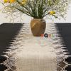 Khăn trải bàn Equilhome (40cmx220cm) khăn runner, chất liệu linen phối ren màu be sang trọng, trang nhã, thích hợp dùng cho phòng ăn, phòng khách, các bữa tiệc - EQ857