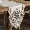 Khăn trải bàn runner chất liệu Linen phối ren màu be - EQ2021