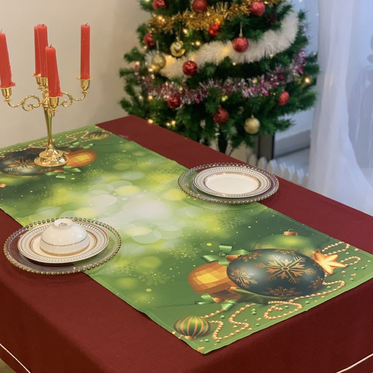 Khăn trải bàn Noel, chống nhăn, giảm bám bẩn thích hợp dùng cho phòng ăn, phòng khách, các bữa tiệc - EQ246