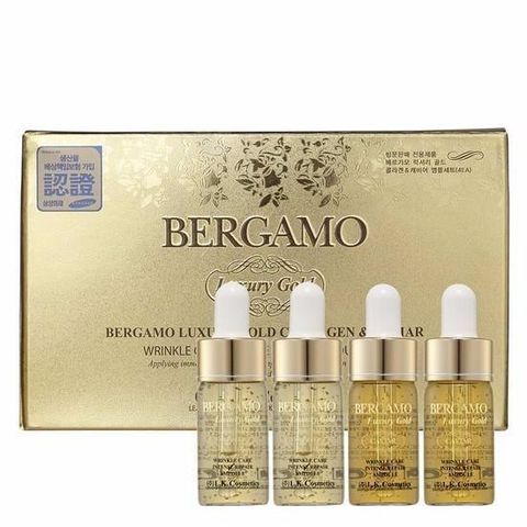  Set 4 chai Serum ngừa lão hóa Bergamo Luxury Gold Collagen and Caviar 