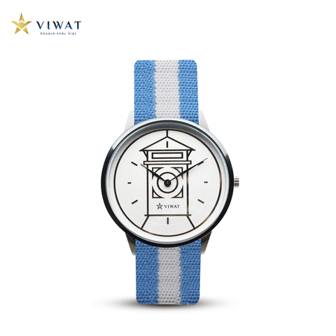  Viwat Sai Gon Nữ VW-122S Dây Nato Trắng Xanh da trời 
