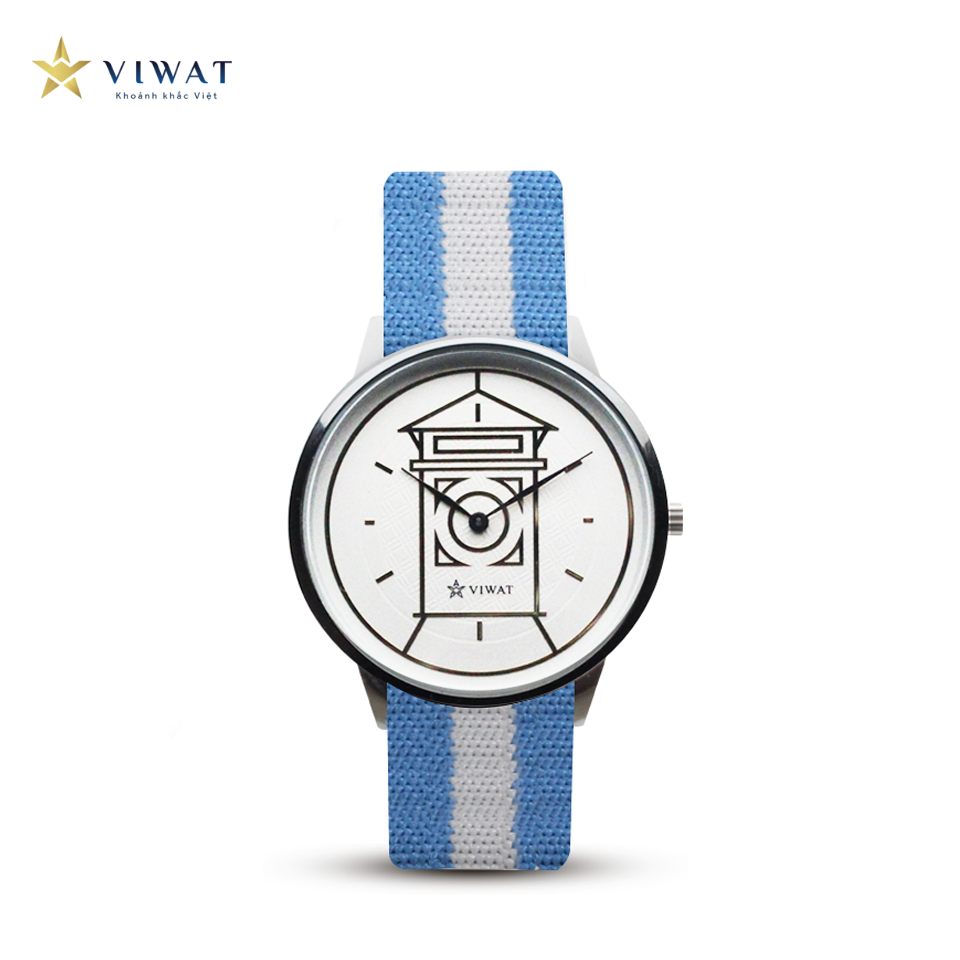 Viwat Sai Gon Nữ VW-122S Dây Nato Trắng Xanh da trời