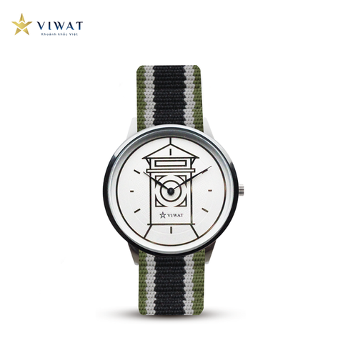  Viwat Sai Gon Nữ VW-127S Dây Nato Trắng Xanh quân đội 