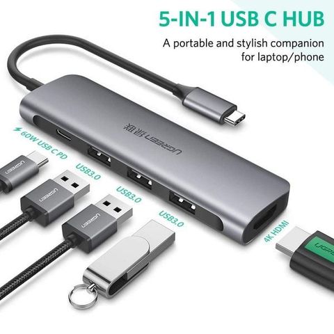 Cổng chuyển đổi USB C Ugreen 5 in 1 CM136 50209
