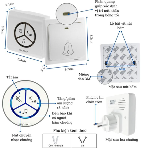 Chuông cửa không dây không pin LINPTECH LP100SW