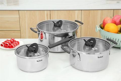 Bộ nồi quánh inox nắp kính Tefal Optispace G7376S4