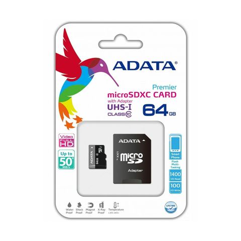 Thẻ Nhớ Micro Adata 64gb Uhs-i Class10 (r/w 80/10 Mb/s)