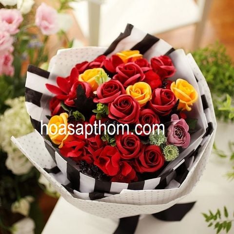  Hoa hồng sáp thơm cao cấp 20 bông màu đỏ 