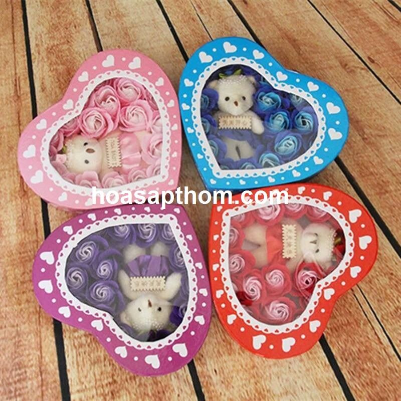 Trái tim hoa sáp 1 gấu