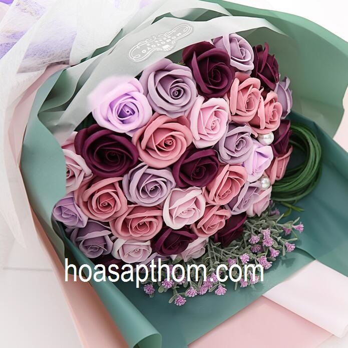 Hoa hồng sáp thơm Hàn Quốc 35 bông tông nude