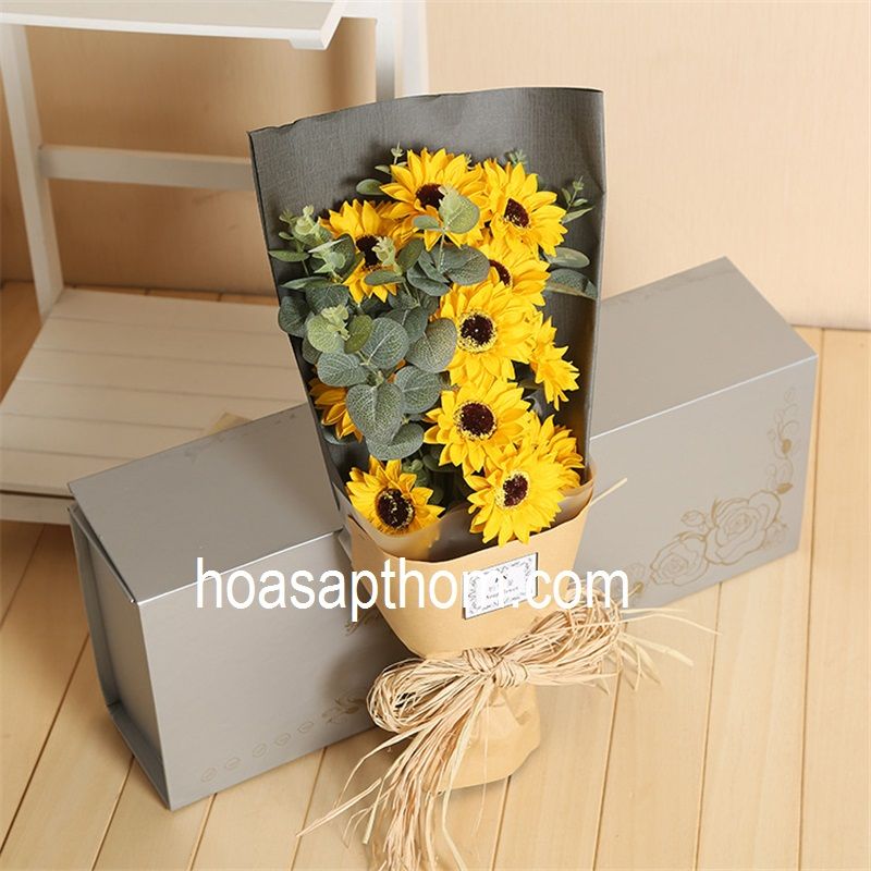 Hoa hướng dương sáp thơm hộp 11 bông cao cấp