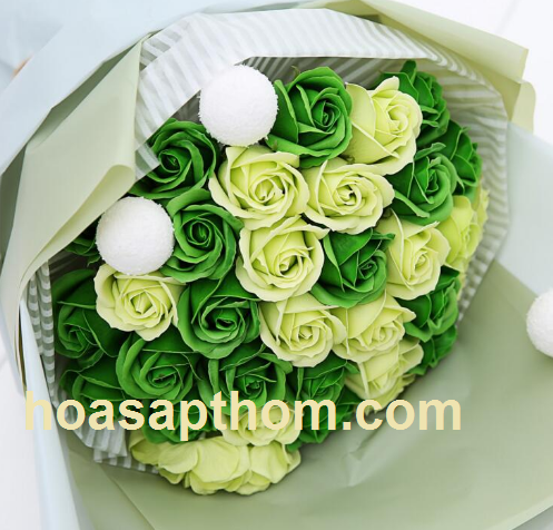 Hoa sáp Hàn Quốc cao cấp 35 bông màu xanh cốm