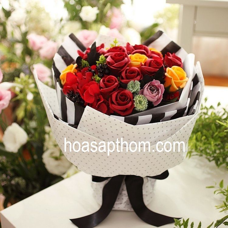 Hoa hồng sáp thơm cao cấp 20 bông màu đỏ