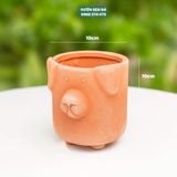  Chậu đất nung đỏ hình Chó 10x10cm 