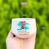  Chậu sứ kim cương thấp mini 9.5x7.5cm - In hình 