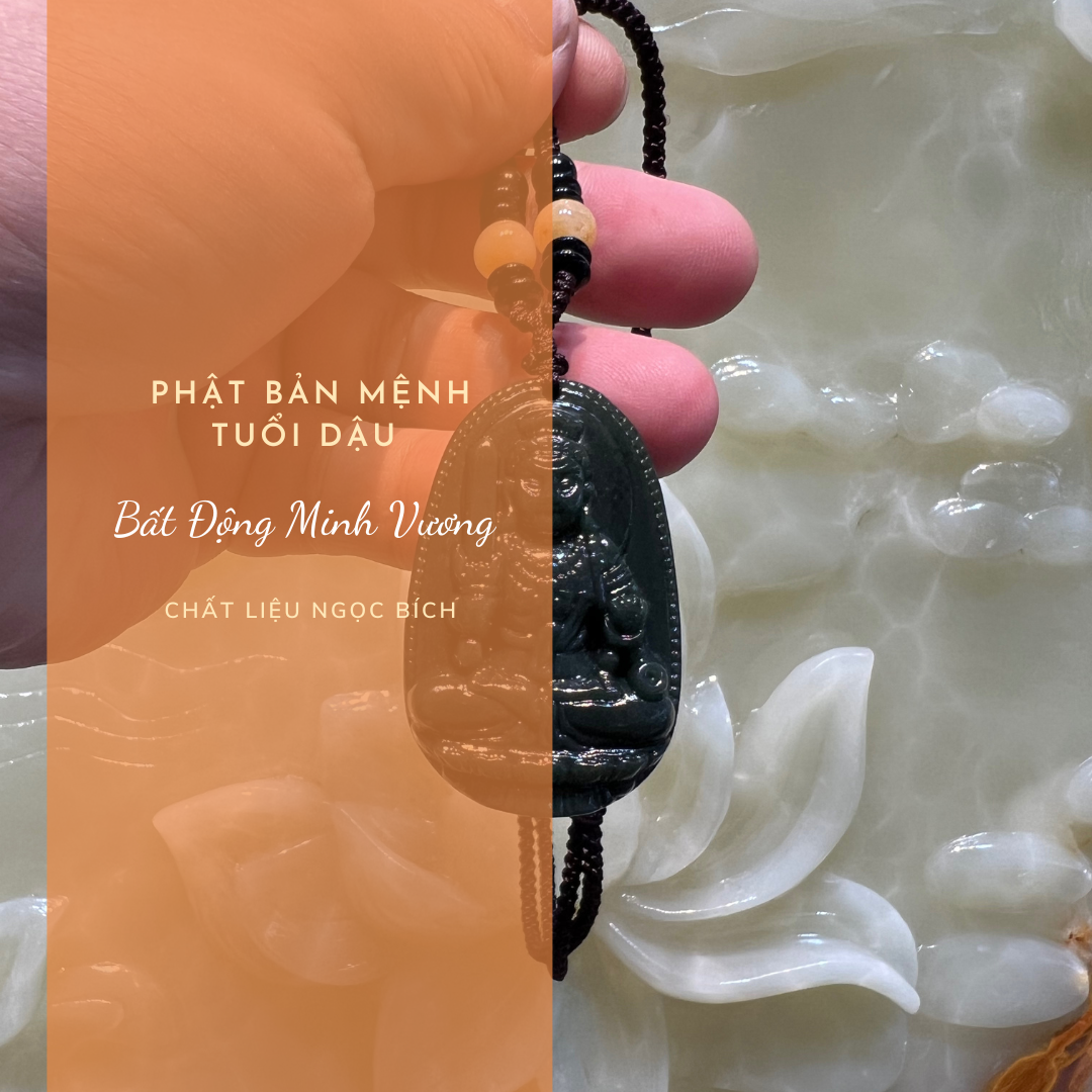 Mặt trang sức: Bất Động Minh Vương chất liệu ngọc bích