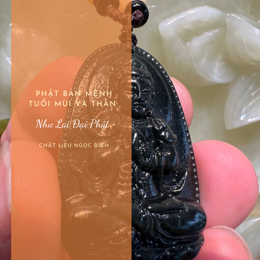 Mặt dây chuyền: Như Lai Đại Phật chất liệu ngọc bích