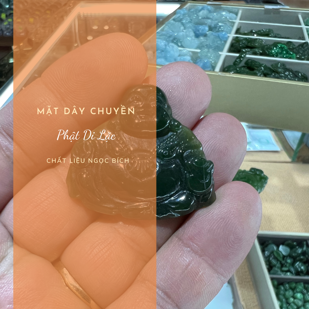 Mặt dây chuyền: PHẬT DI LẶC chất liệu Ngọc Bích