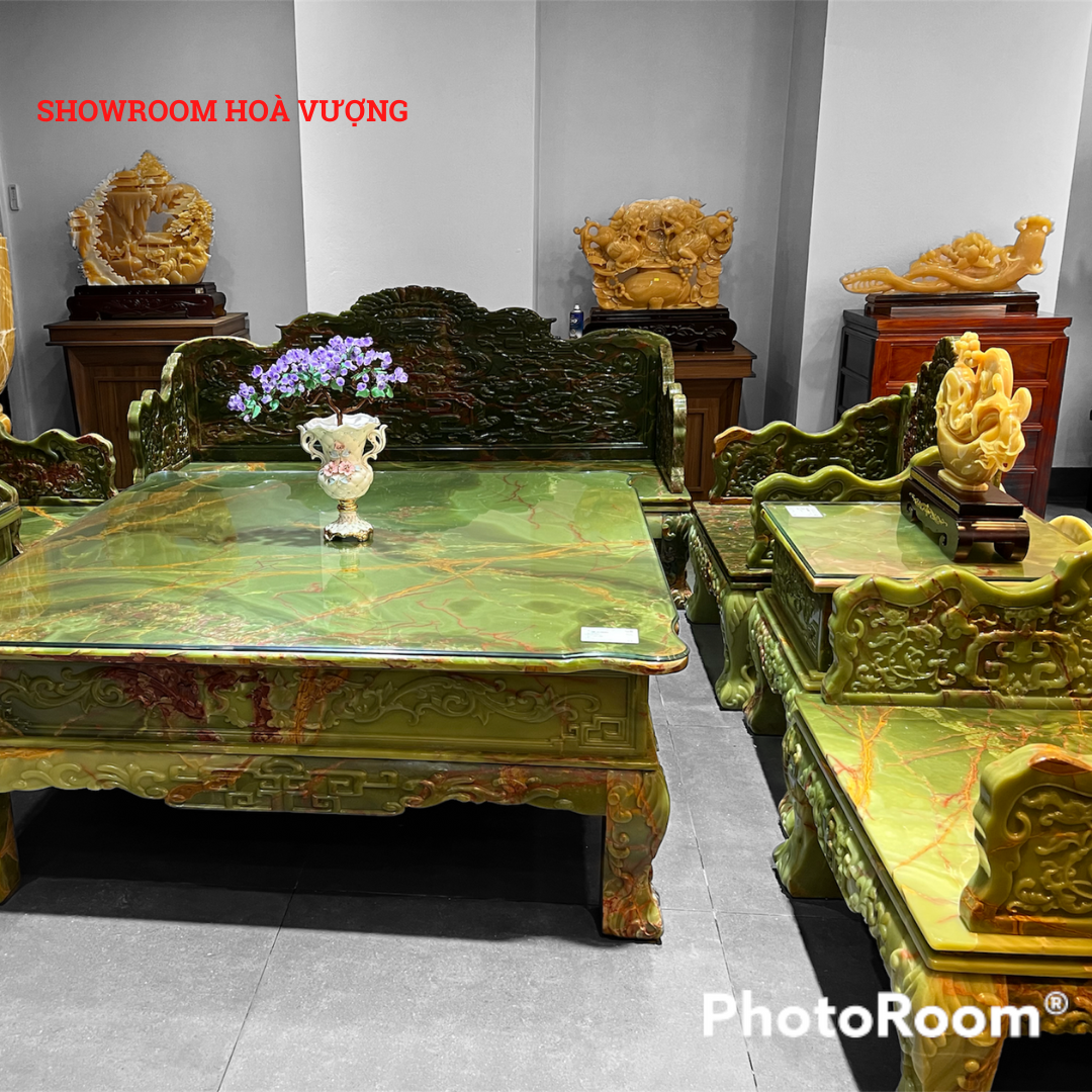 Bo ban ghe ngoc onyx xanh