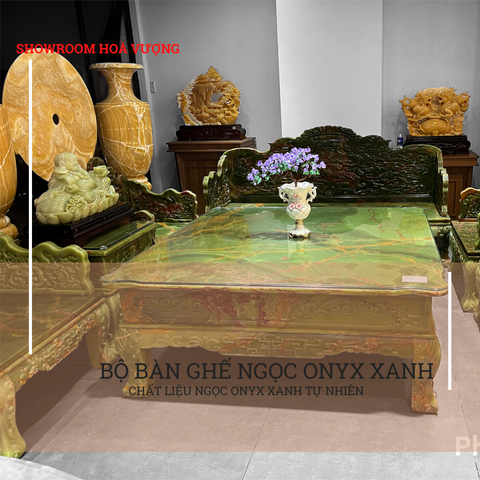 Bo ban ghe ngoc onyx xanh