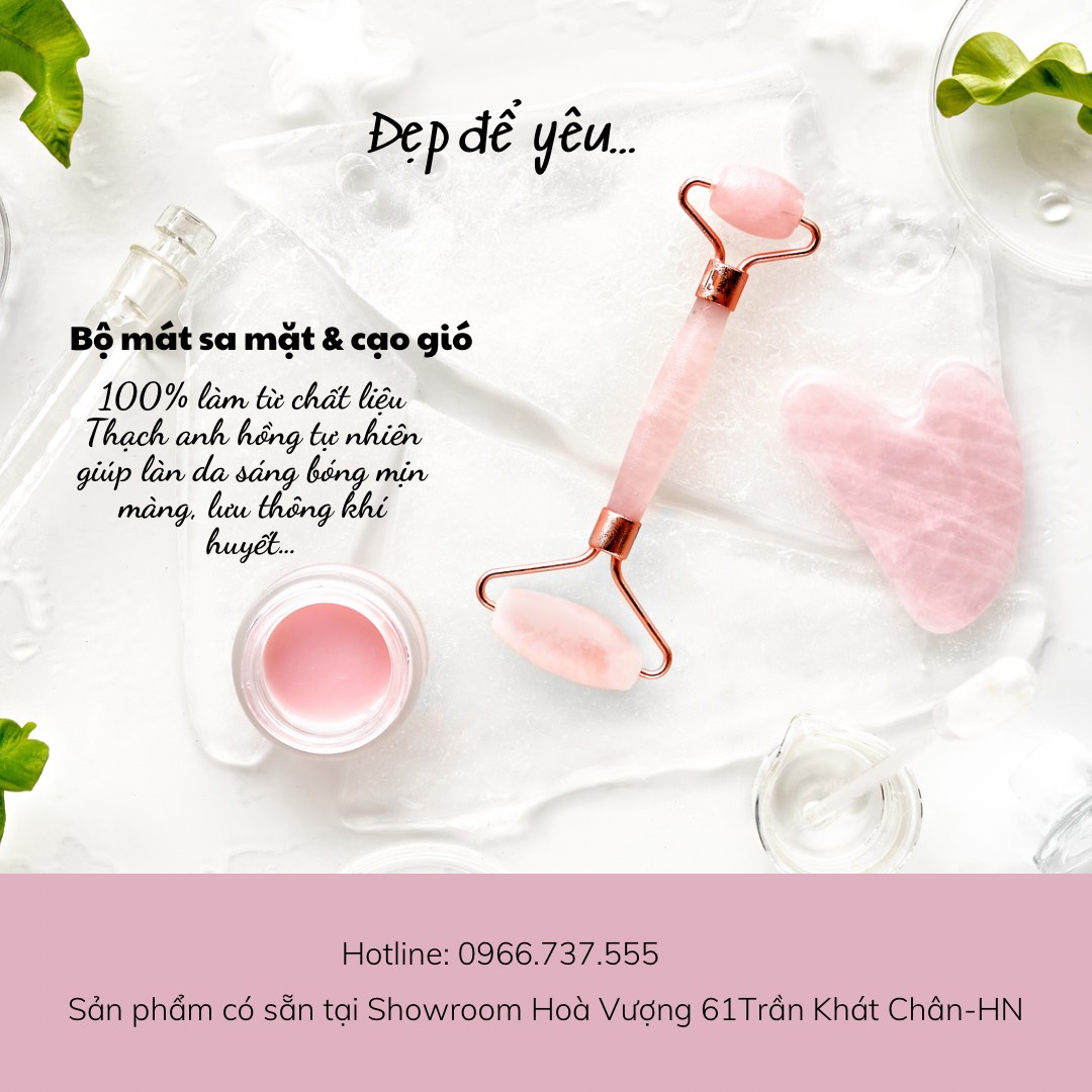 Bộ massage mặt và cạo gió Thạch Anh Hồng