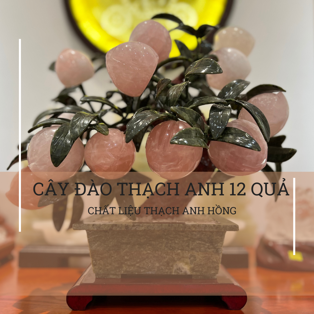 Cây đào thạch anh hồng 12 quả