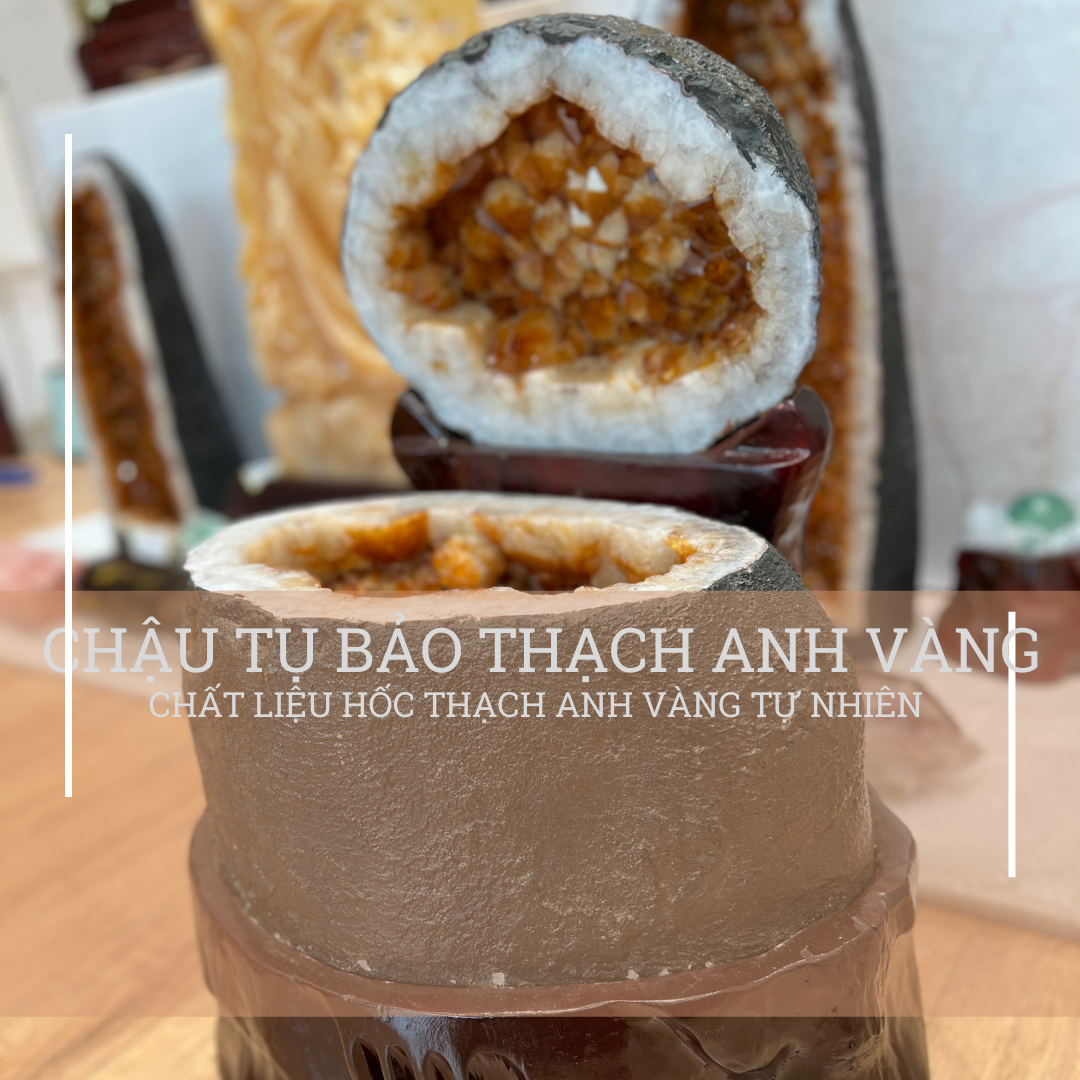 Chậu tụ bảo thạch anh vàng tự nhiên
