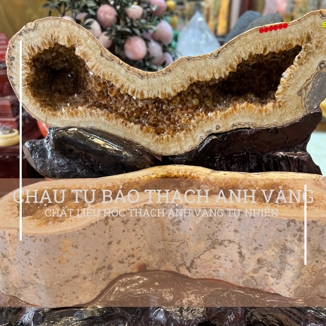 Chậu tụ tài cỡ đại thạch anh vàng tự nhiên