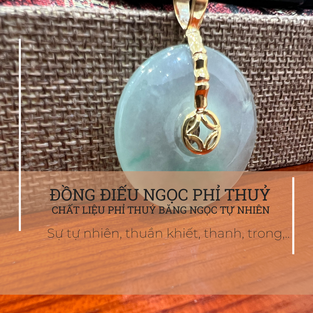 Mặt trang sức: Đồng điếu ngọc phỉ thúy bọc vàng 10k