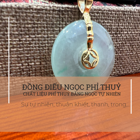 Mặt trang sức: Đồng điếu ngọc phỉ thúy bọc vàng 10k