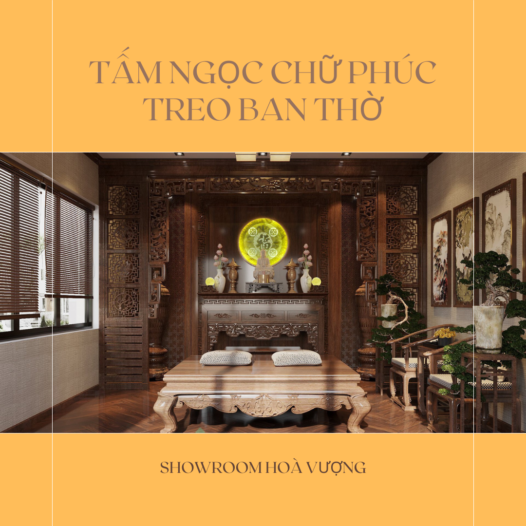 Tấm tranh ngọc chữ Phúc treo ban thờ