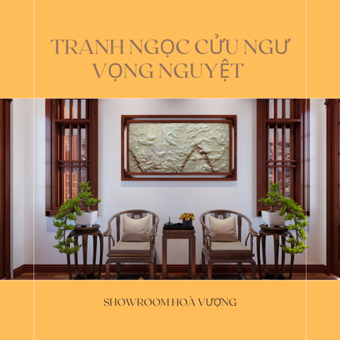 Tranh ngọc Cửu Ngư Vọng Nguyệt treo phòng thờ, phòng khách