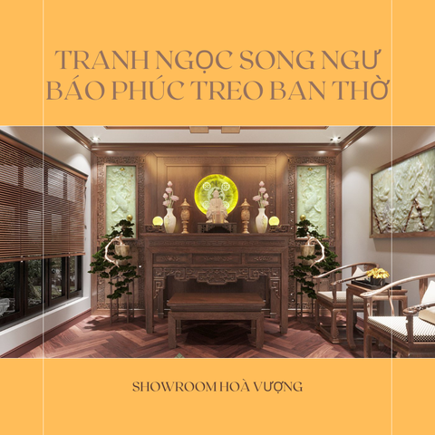 Tranh ngọc  song ngư báo phúc treo ban Thờ