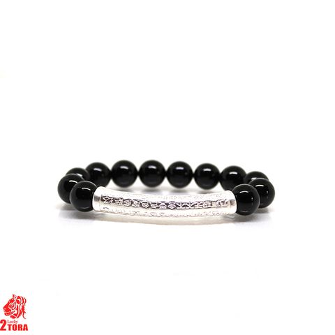 Vòng Mã Não Đen Mix Charm Bạc 110