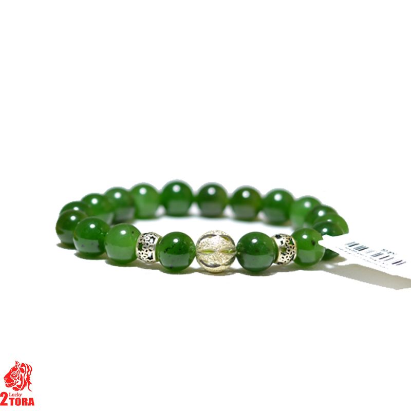 Vòng Đá Quý Ngọc Bích Mix Charm Bạc