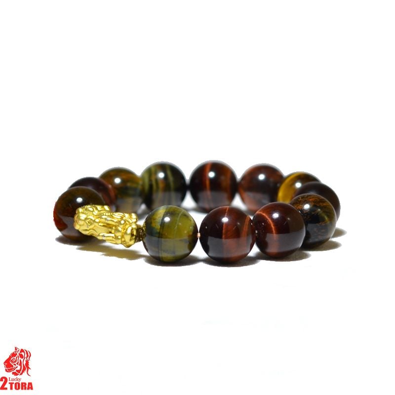 Vòng Thạch Anh Mắt Hổ Mix Charm Tỳ Hưu