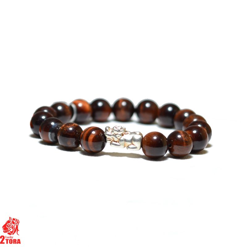 Vòng Đá Quý Thạch Anh Mắt Hổ Đỏ Mix Charm Tỳ Hưu 310