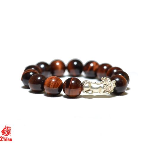 Vòng Đá Quý Thạch Anh Mắt Hổ Đỏ Mix Charm Tỳ Hưu 310