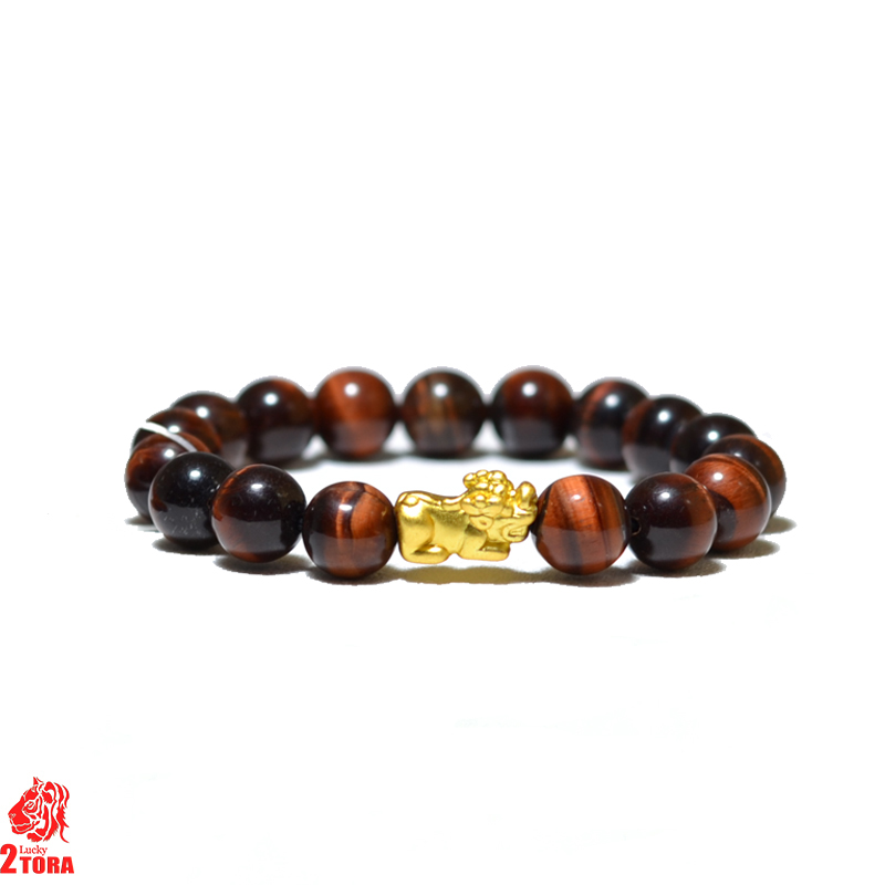 Vòng Thạch Anh Mắt Hổ Đỏ Mix Charm Tỳ Hưu 320